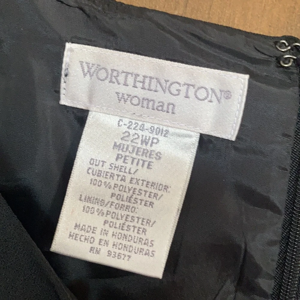 Vintage Worthington woman lined black dress w shoulder pads 22WP - Picture 8 of 11
